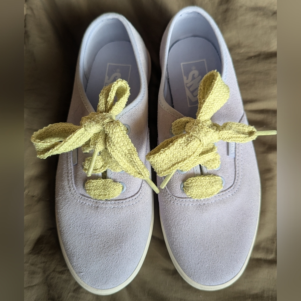 New Vans Suede Leather Liliac Light Blue Yellow Lace Sneakers Shoes Unisex Flat